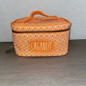 Rae Dunn ORGANIZE Cosmetic Bag, Orange and White